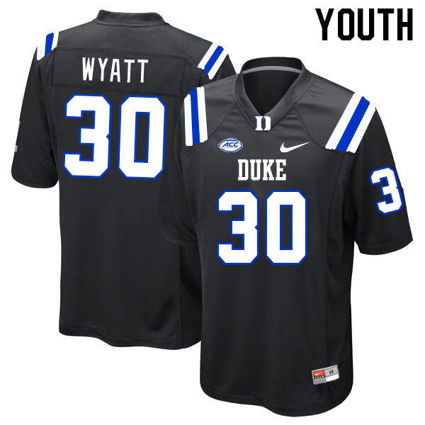 Youth #30 Carter Wyatt Duke Blue Devils College Football Jerseys Stitched-Black